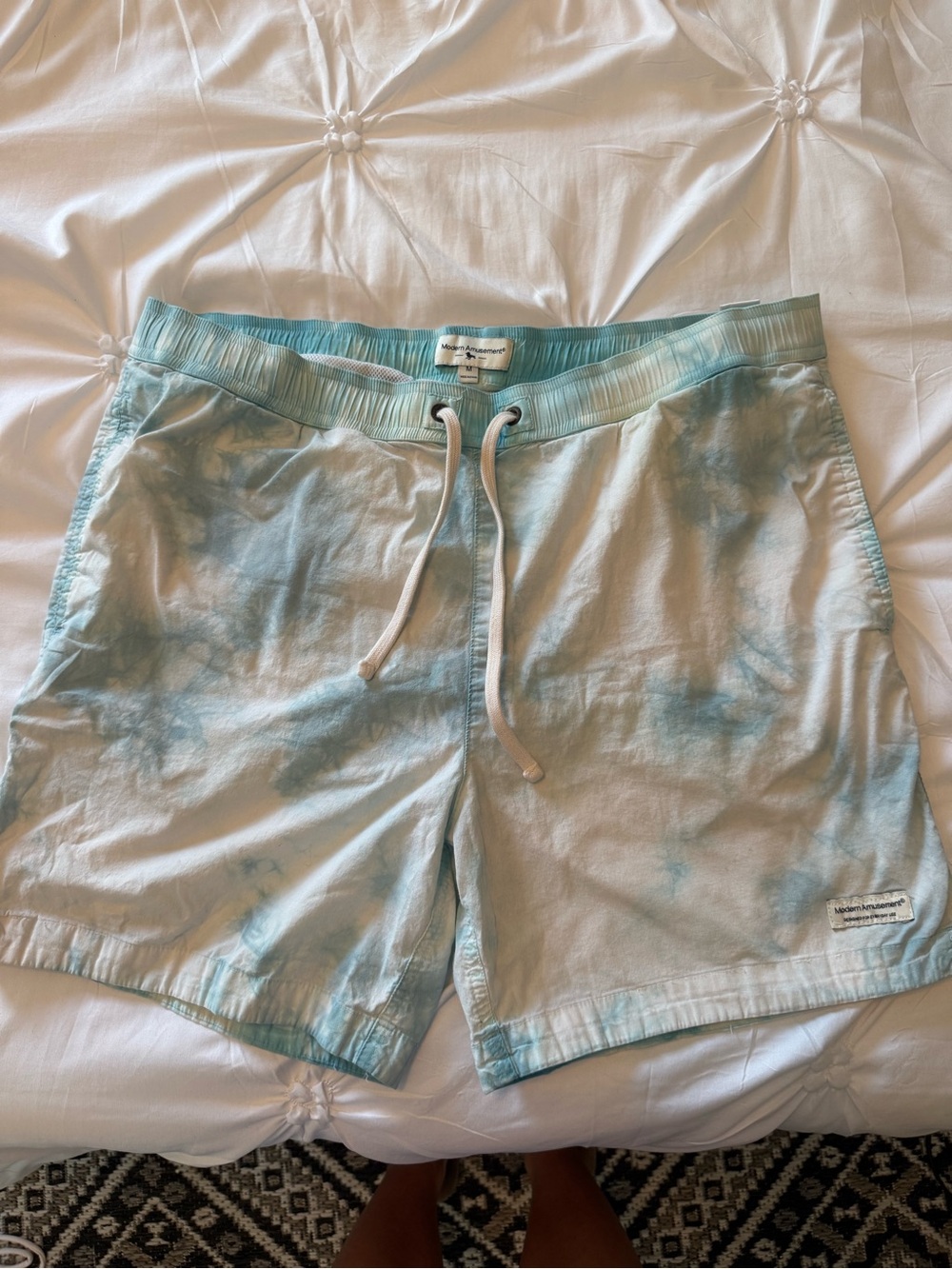 Modern Amusement Pale Blue Tie-Dye Men's Swim Trunks